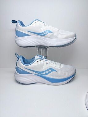 Saucony LANCER 3 White & Light Blue Platform Running Shoes